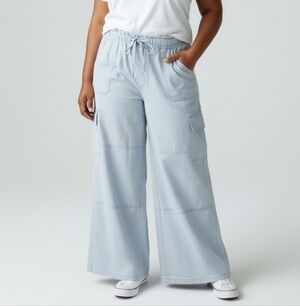 NWT Arizona Co. Terri Pull On Cargo Pants In Subtle Blue Size XXL